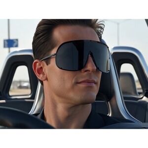 Oversized Shield Sunglasses Black XL Big Large Fashion Statement‎ Sunnies Lentes